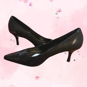 Etienne Aigner Vintage Fabric/Leather Heels Pumps, Size 8M, Black